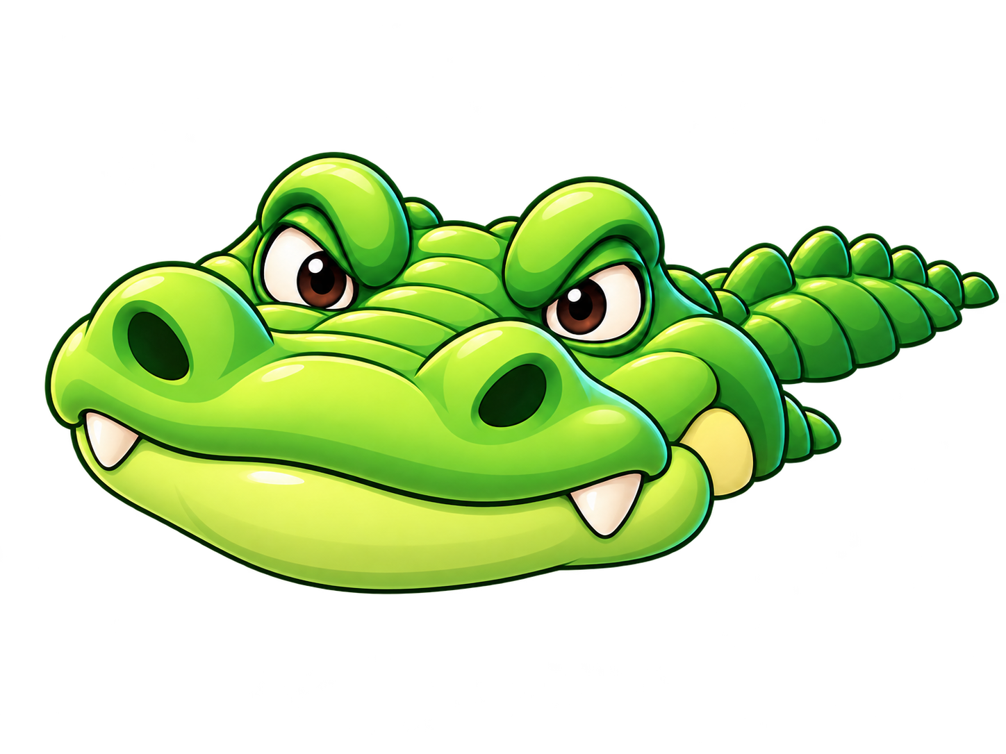 A crocodile swimming through the river, leaving a trail of ripples